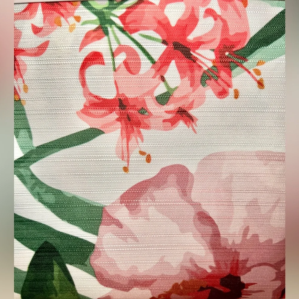 Hibiscus & Bird of Paradise Flowers Green Tropical Leaves Fabric Shower Curtain